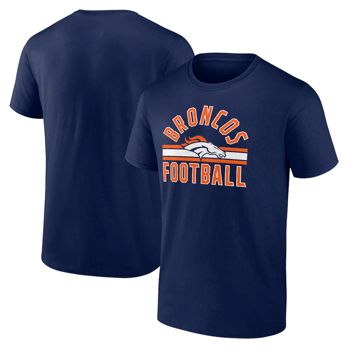 Denver Broncos Navy Arch Stripe T-Shirt - Click Image to Close